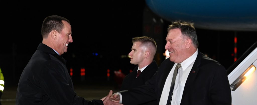 Mike Pompeo arriva alla conferenza di Monaco (LaPresse)