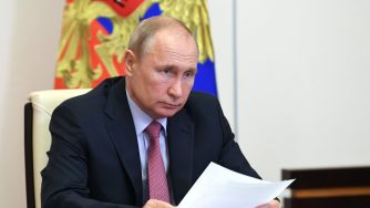 Russia: il Presidente Vladimir Putin in video conferenza