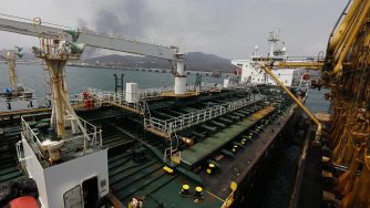 FILE - In this May 25, 2020 file photo, the Iranian oil tanker Fortune is anchored at the dock of the El Palito refinery near Puerto Cabello, Venezuela. U.S. officials said Thursday, Aug. 13, 2020, that the Trump administration has seized the cargo of four tankers it was targeting for transporting Iranian fuel to Venezuela as it steps up its campaign of maximum pressure against the two heavily sanctioned. (AP Photo/Ernesto Vargas, File)
