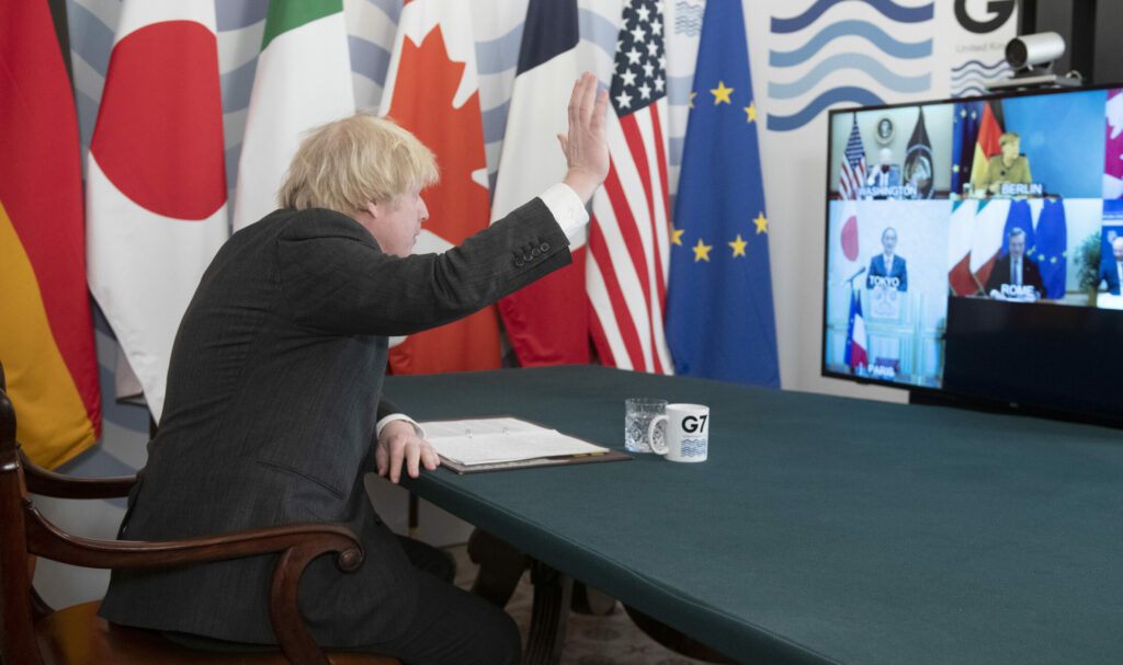 Boris Johnson videoconferenza G-7 (La Presse)