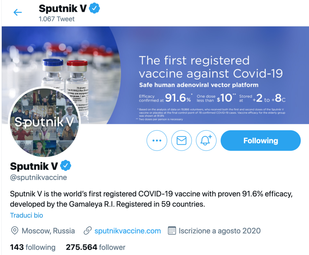 profilo twitter sputnik