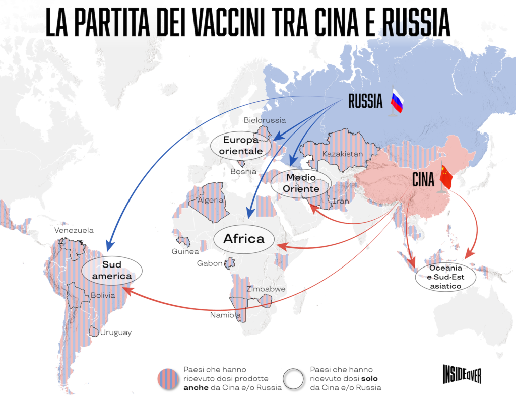 vaccini russia cina mappa