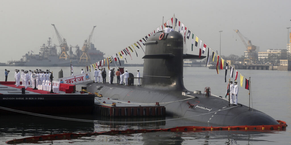 India, cerimonia di messa in servizio del terzo sottomarino classe Scorpene INS Karanj (la Presse)