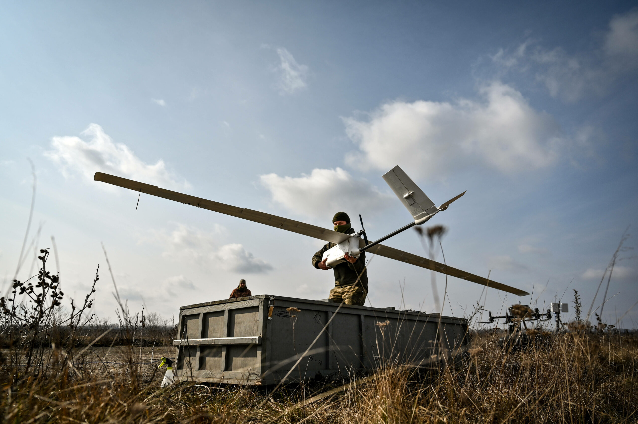 Servicemen of the aerial reconnaissance unit of one of the Territorial Defence brigades polish drone control algorithms, Zaporizhzhia Region, southeastern Ukraine.