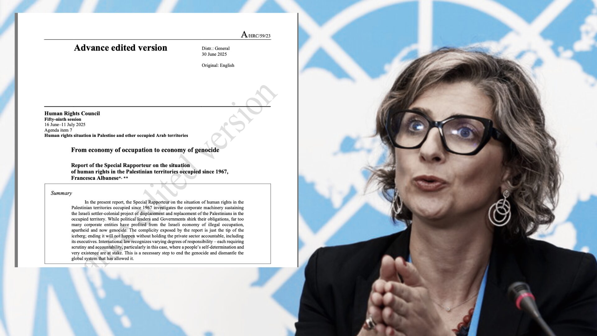 Economia del genocidio: il report ONU di Francesca Albanese che accusa decine di aziende di alimentare lo sterminio a Gaza Economia del genocidio: il report ONU di Francesca Albanese che accusa decine di aziende di alimentare lo sterminio a Gaza