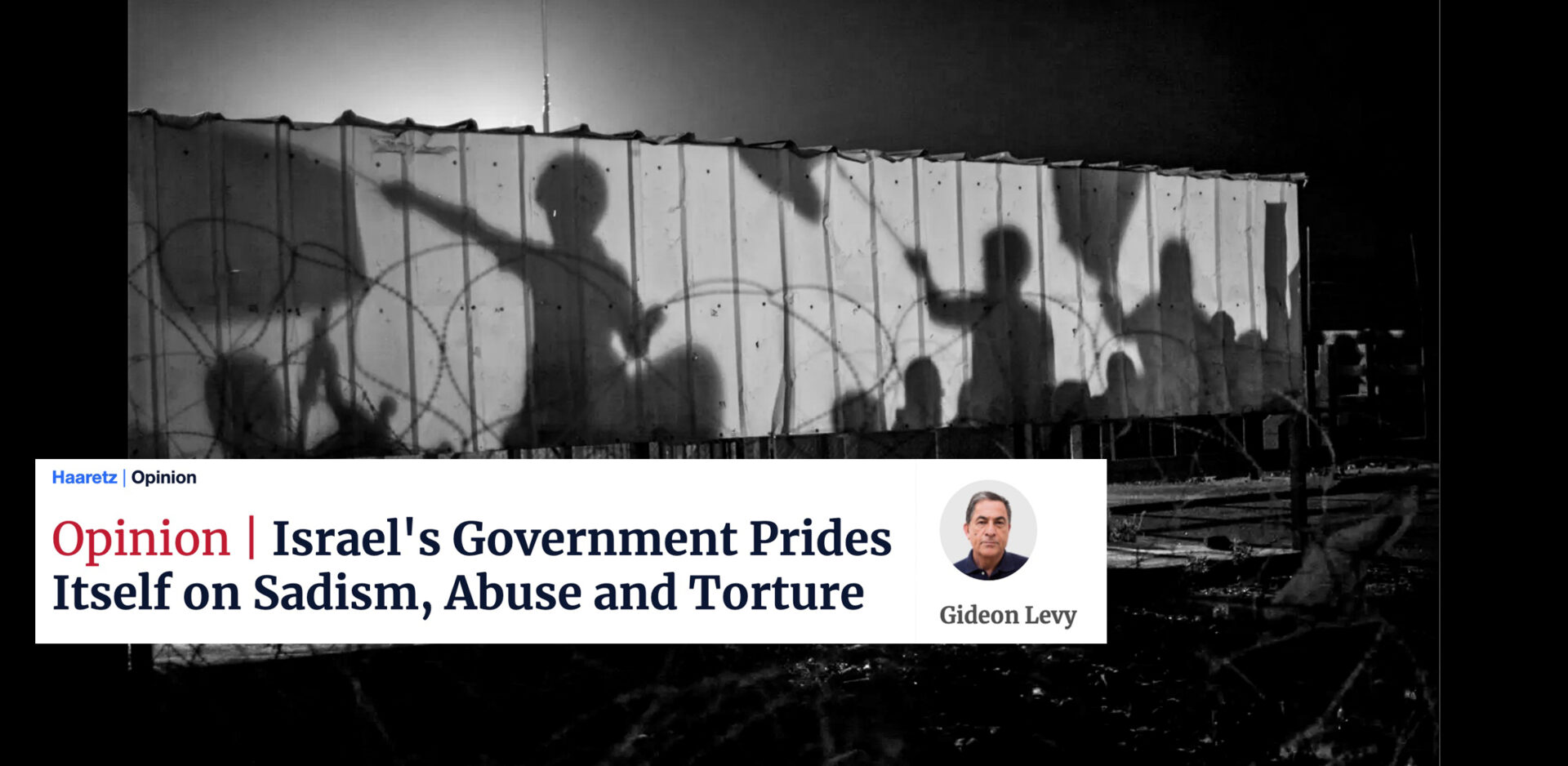 Gideon Levy e il sadismo di Israele Gideon Levy e il sadismo di Israele